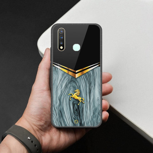 Vivo Y19 Cover - Majestic Royal V Design - HQ Ultra Shine Premium Infinity Glass Soft Silicon Borders Case