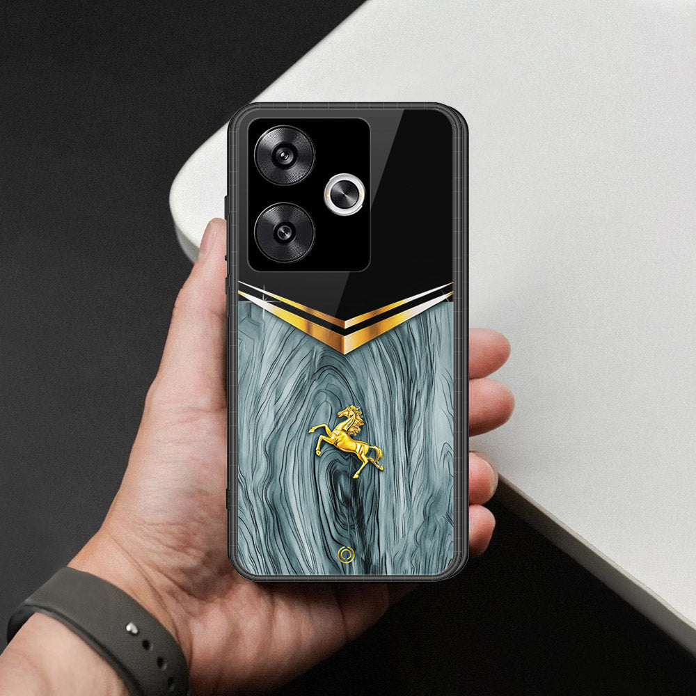 Xiaomi Redmi Turbo 3 Cover - Majestic Royal V Design - HQ Ultra Shine Premium Infinity Glass Soft Silicon Borders Case