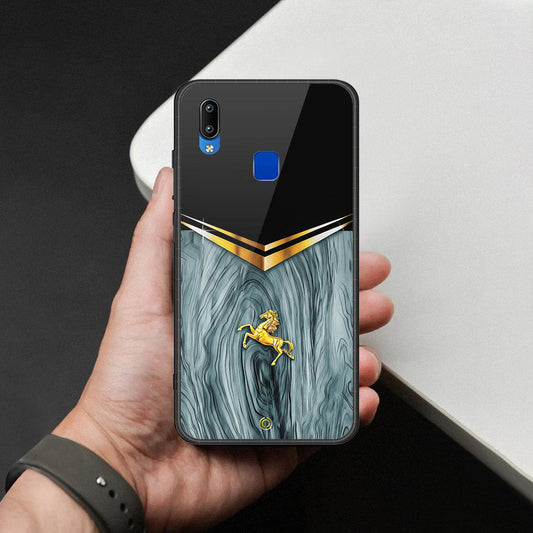 Vivo Y91i Cover - Majestic Royal V Design - HQ Ultra Shine Premium Infinity Glass Soft Silicon Borders Case