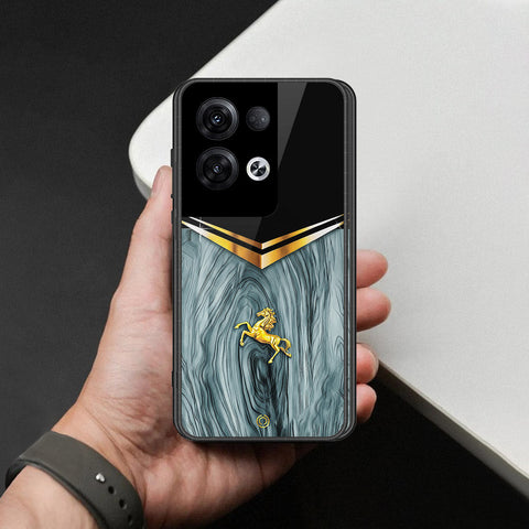 Oppo Reno 8 Pro Cover - Majestic Royal V Design - HQ Ultra Shine Premium Infinity Glass Soft Silicon Borders Case