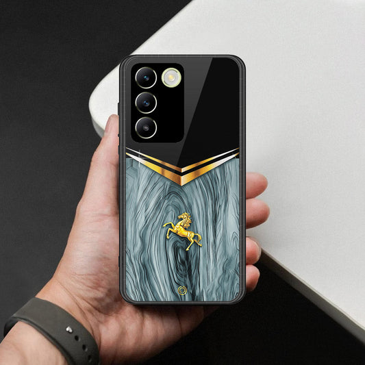 Vivo Y100 4G Cover - Majestic Royal V Design - HQ Ultra Shine Premium Infinity Glass Soft Silicon Borders Case