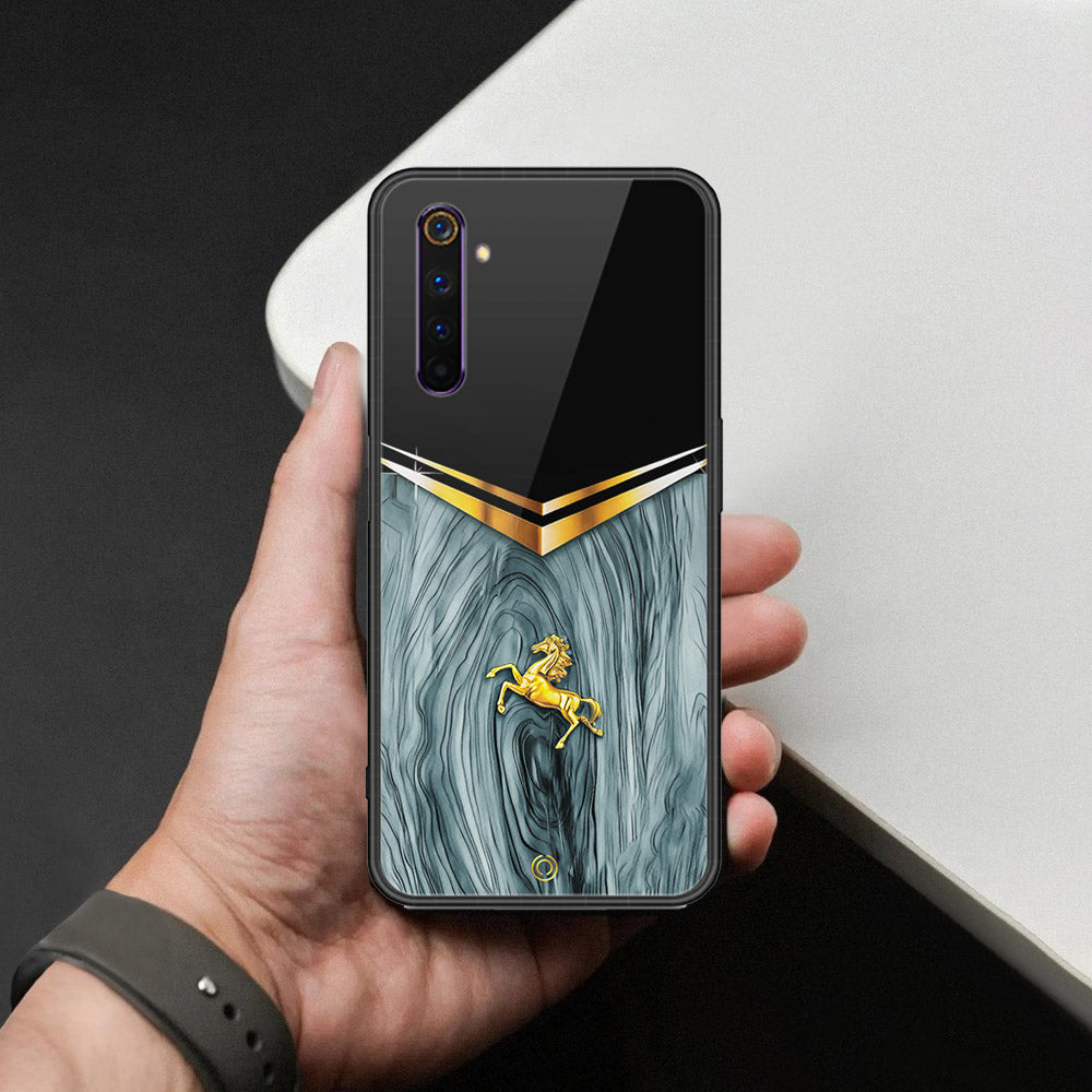 Realme 6 Pro Cover - Majestic Royal V Design - HQ Ultra Shine Premium Infinity Glass Soft Silicon Borders Case
