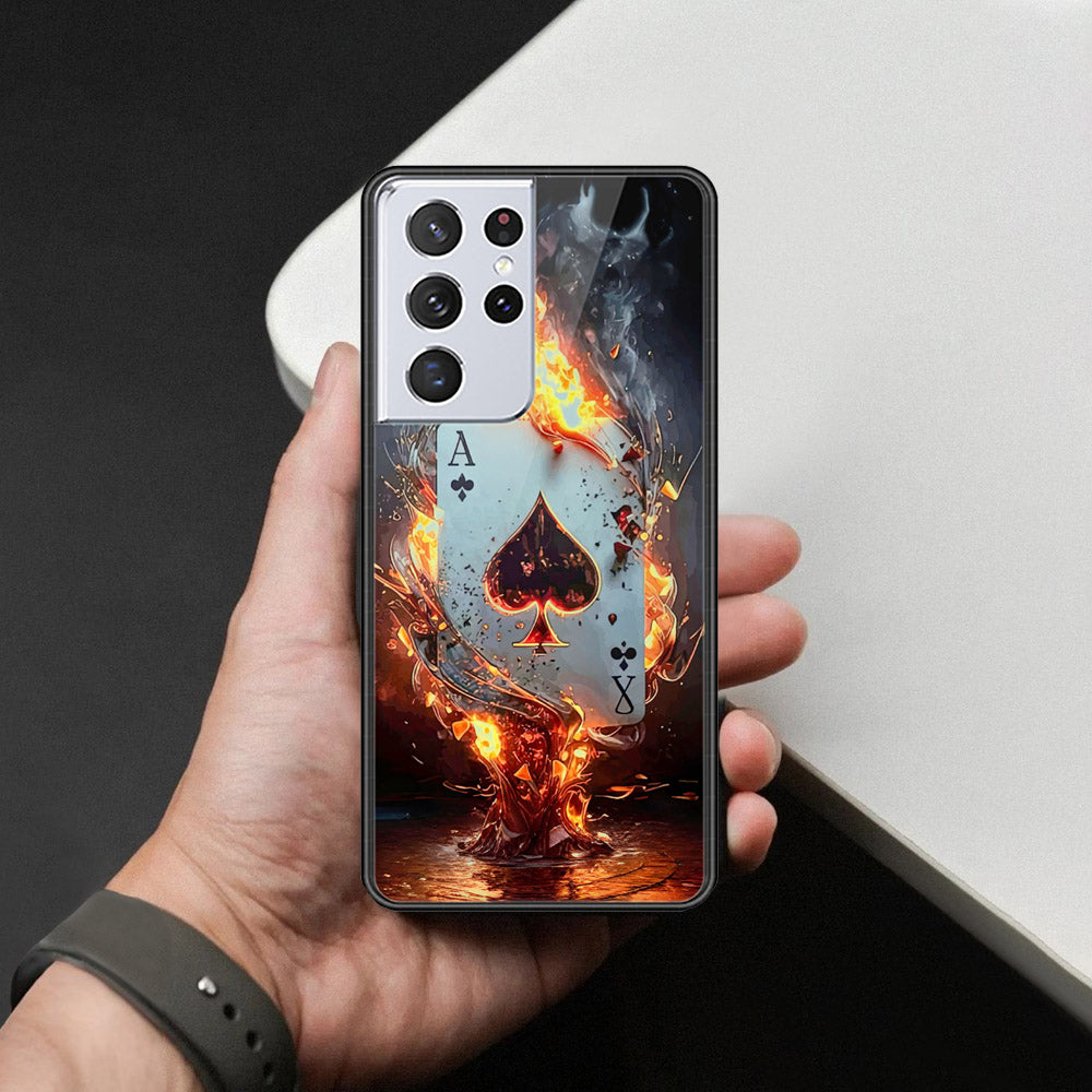 Samsung Galaxy S21 Ultra 5G Cover - Ace of Fire Rising Star Design - HQ Ultra Shine Premium Infinity Glass Soft Silicon Borders Case