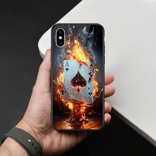 iPhone XS / X Cover - Ace of Fire Rising Star Design - HQ Ultra Shine Premium Infinity Glass Soft Silicon Borders Case