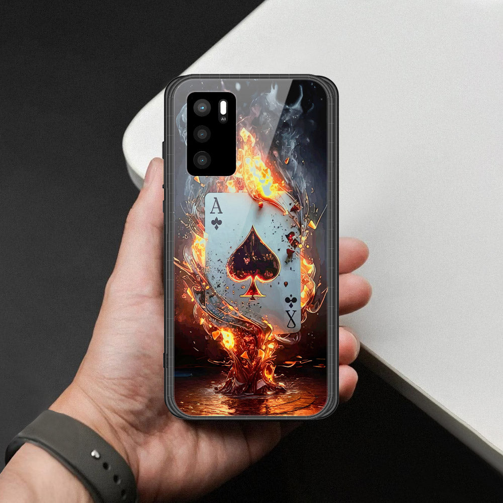 Oppo A16 Cover - Ace of Fire Rising Star Design - HQ Ultra Shine Premium Infinity Glass Soft Silicon Borders Case