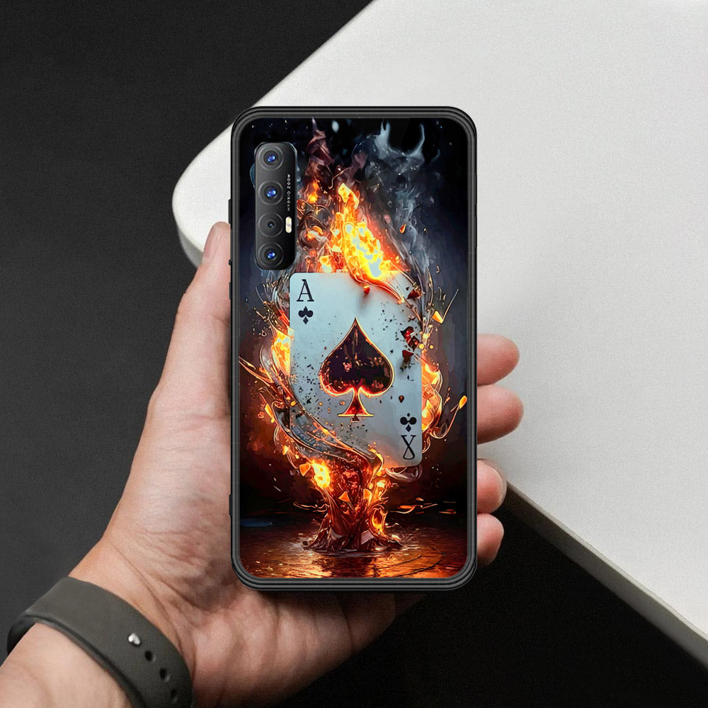 Oppo Reno 3 Pro Cover - Ace of Fire Rising Star Design - HQ Ultra Shine Premium Infinity Glass Soft Silicon Borders Case