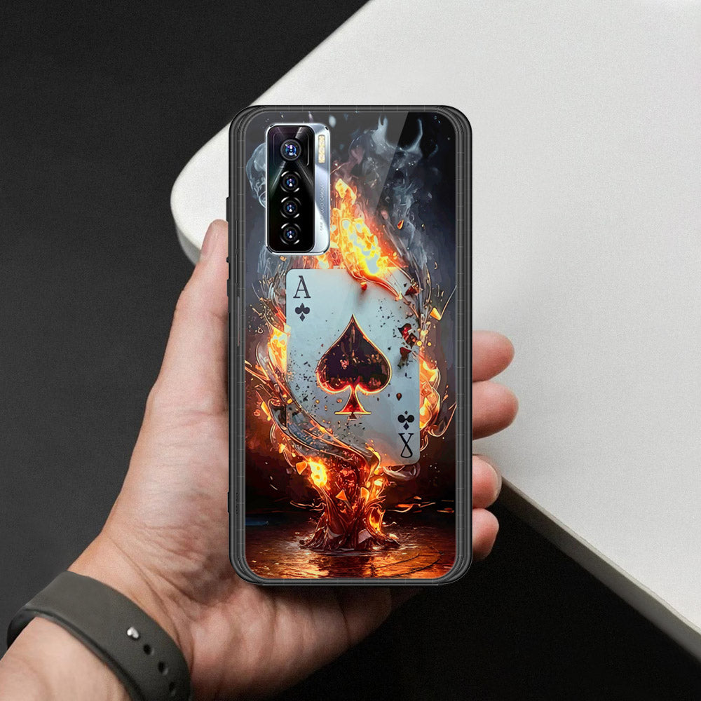 Tecno Camon 17 Pro Cover - Ace of Fire Rising Star Design - HQ Ultra Shine Premium Infinity Glass Soft Silicon Borders Case