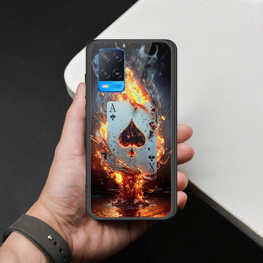Oppo A54 4G Cover - Ace of Fire Rising Star Design - HQ Ultra Shine Premium Infinity Glass Soft Silicon Borders Case