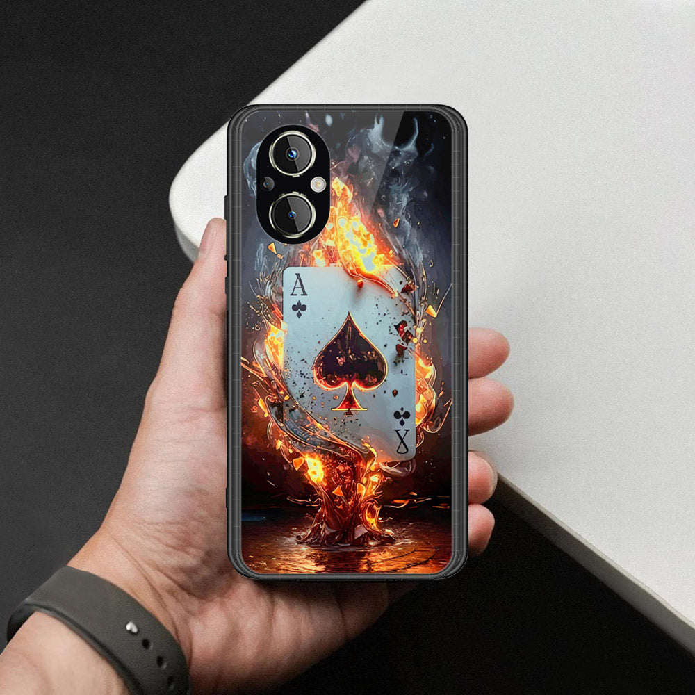 Oppo Reno8 Lite Cover - Ace of Fire Rising Star Design - HQ Ultra Shine Premium Infinity Glass Soft Silicon Borders Case