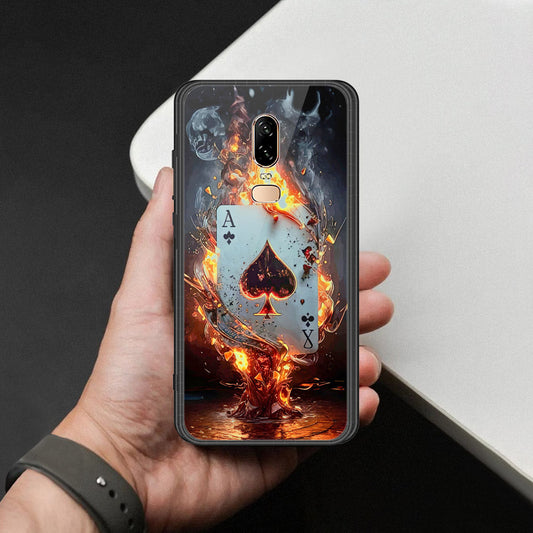 OnePlus 6 Cover - Ace of Fire Rising Star Design - HQ Ultra Shine Premium Infinity Glass Soft Silicon Borders Case