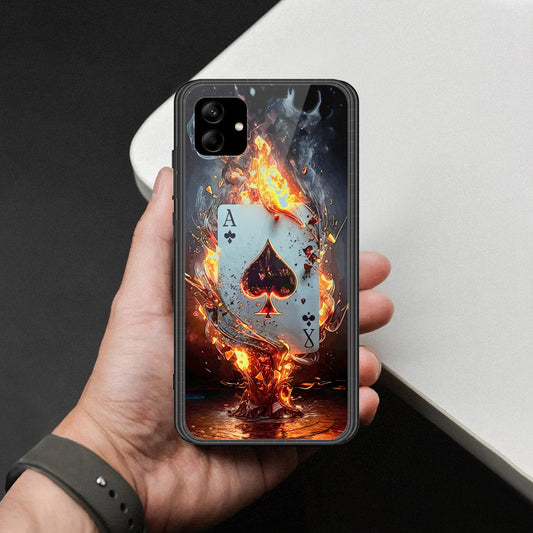 Samsung Galaxy A04e Cover - Ace of Fire Rising Star Design - HQ Ultra Shine Premium Infinity Glass Soft Silicon Borders Case