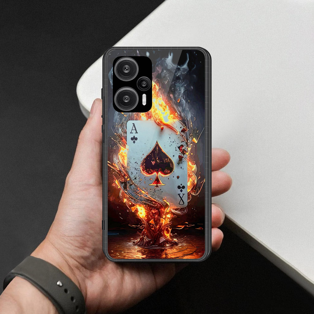 Xiaomi Poco F5 Cover - Ace of Fire Rising Star Design - HQ Ultra Shine Premium Infinity Glass Soft Silicon Borders Case
