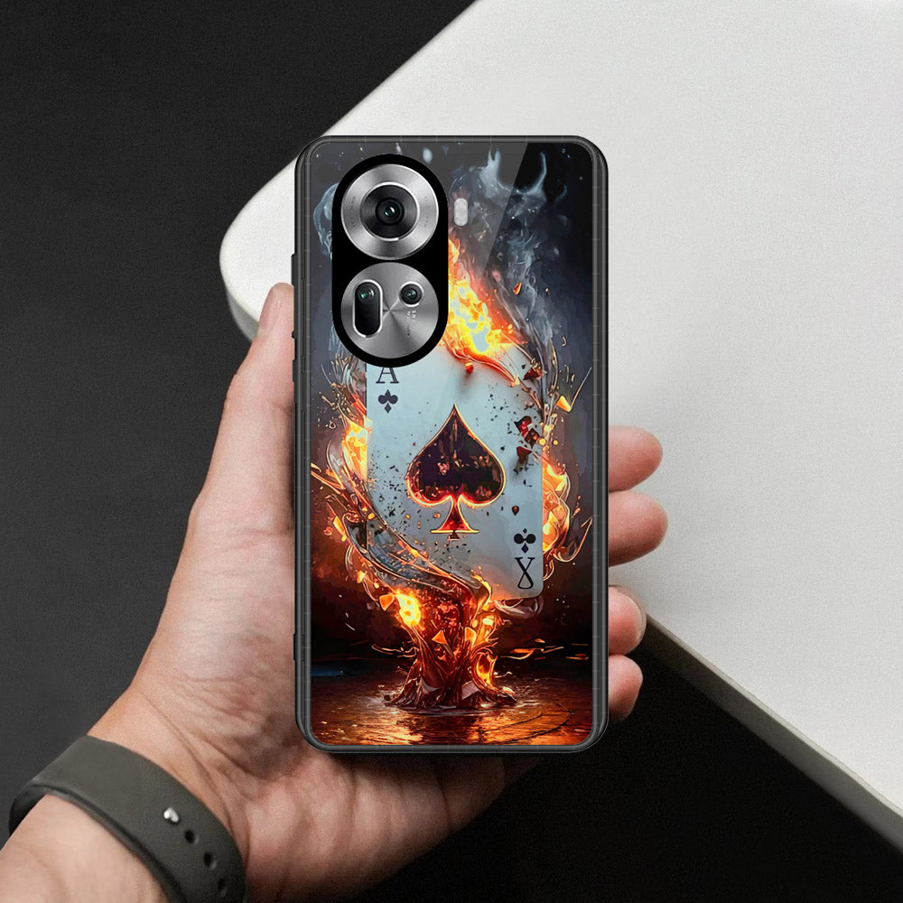 Oppo Reno 11 5G Cover - Ace of Fire Rising Star Design - HQ Ultra Shine Premium Infinity Glass Soft Silicon Borders Case