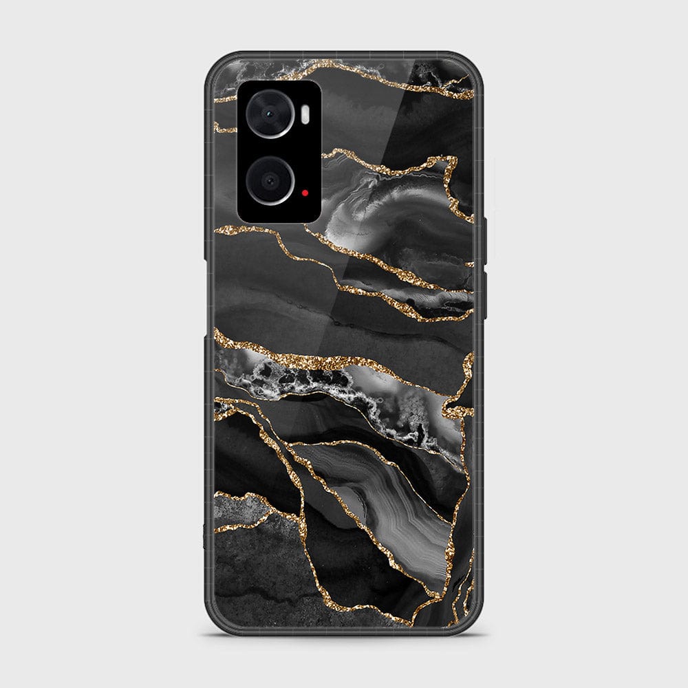Oppo A96 4G Cover- Black Marble Series - D430 - HQ Ultra Shine Premium Infinity Glass Soft Silicon Borders Case ( Fast Delivery )
