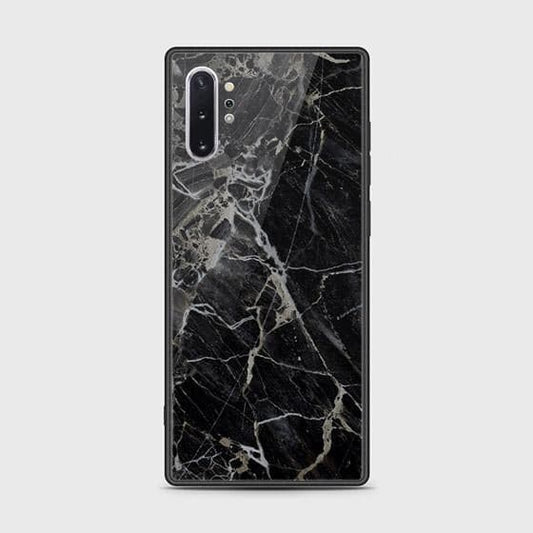 Samsung Galaxy Note 10 Plus Cover - Black Marble Series - HQ Ultra Shine Premium Infinity Glass Soft Silicon Borders Case (Fast Delivery)
