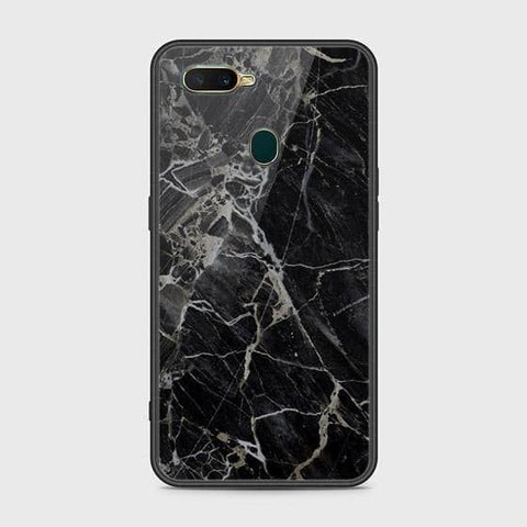 Oppo A12 Cover - Black Marble Series - HQ Ultra Shine Premium Infinity Glass Soft Silicon Borders Case (Fast Delivery)