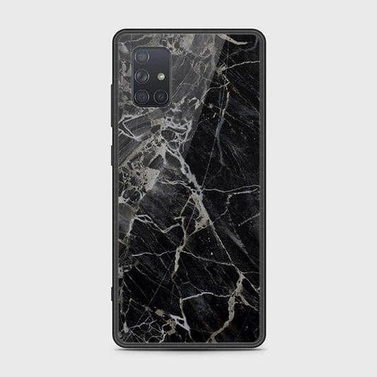 Samsung Galaxy A71 Cover - Black Marble Series - HQ Ultra Shine Premium Infinity Glass Soft Silicon Borders Case (Fast Delivery)