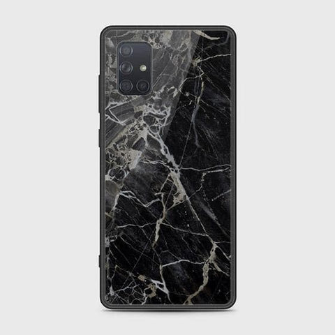 Samsung Galaxy A71 Cover - Black Marble Series - HQ Ultra Shine Premium Infinity Glass Soft Silicon Borders Case ( Fast Delivery )