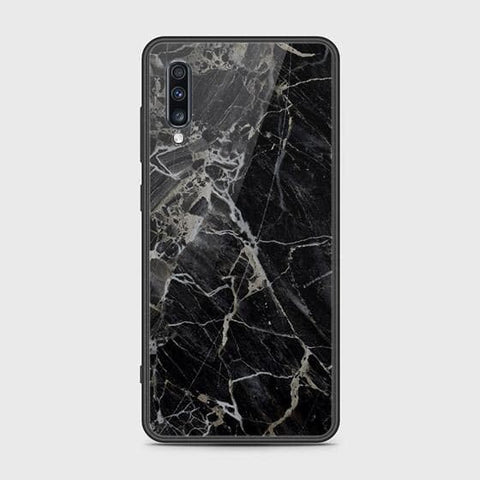 Samsung Galaxy A70s Cover - Black Marble Series - HQ Ultra Shine Premium Infinity Glass Soft Silicon Borders Case