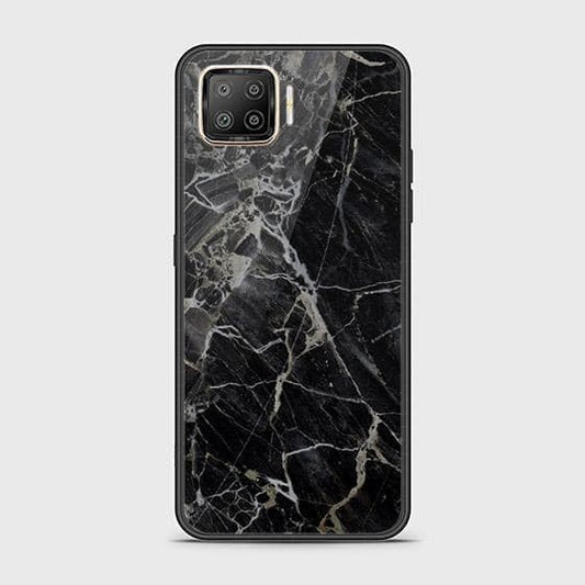 Oppo F17 pro Cover - Black Marble Series - D427 - HQ Ultra Shine Premium Infinity Glass Soft Silicon Borders Case ( Fast Delivery )