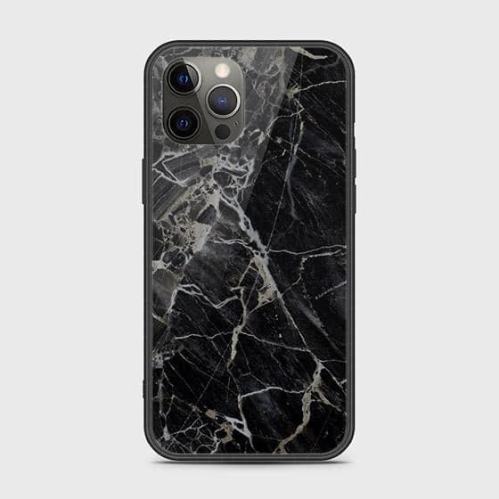 iPhone 12 Pro Max Cover - Black Marble Series - HQ Ultra Shine Premium Infinity Glass Soft Silicon Borders Case (Fast Delivery)