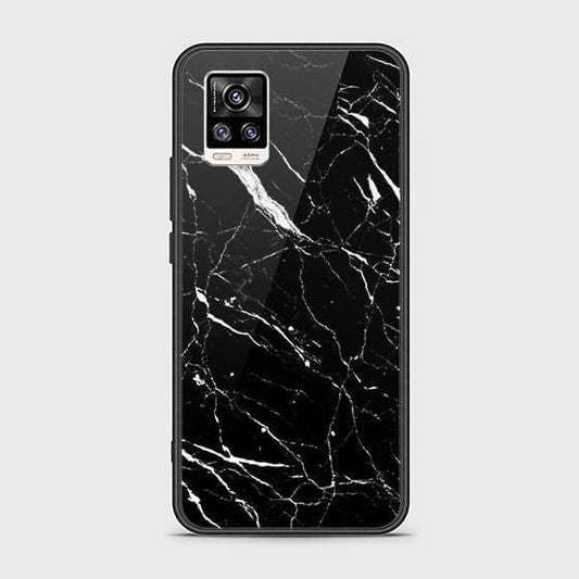 Vivo V20 Cover - Black Marble Series - D293 - HQ Ultra Shine Premium Infinity Glass Soft Silicon Borders Case ( Fast Delivery )
