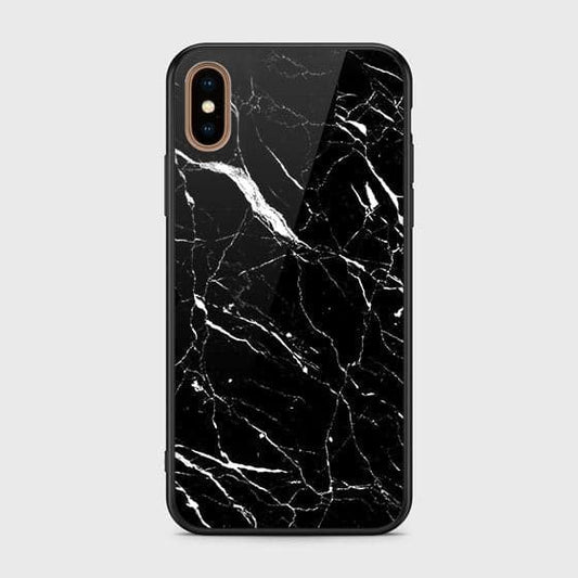 iPhone XS Cover - Black Marble Series - HQ Ultra Shine Premium Infinity Glass Soft Silicon Borders Case (Fast Delivery)
