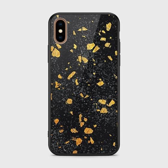 iPhone X Cover - Black Marble Series - D268 - HQ Ultra Shine Premium Infinity Glass Soft Silicon Borders Case ( Fast Delivery )