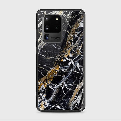 Samsung Galaxy S20 Ultra Cover - Black Marble Series - D103 A - HQ Ultra Shine Premium Infinity Glass Soft Silicon Borders Case ( Fast Delivery )