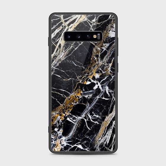 Samsung Galaxy S10 Plus Cover - Black Marble Series - D36 -HQ Ultra Shine Premium Infinity Glass Soft Silicon Borders Case ( Fast Delivery )