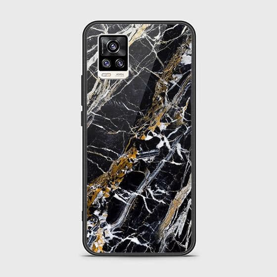 Vivo V20 Cover - Black Marble Series - D32 - HQ Ultra Shine Premium Infinity Glass Soft Silicon Borders Case ( Fast Delivery )