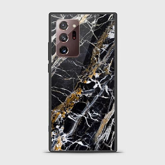 Samsung Galaxy Note 20 Ultra Cover - Black Marble Series - Box12 - HQ Ultra Shine Premium Infinity Glass Soft Silicon Borders Case ( Fast Delivery }