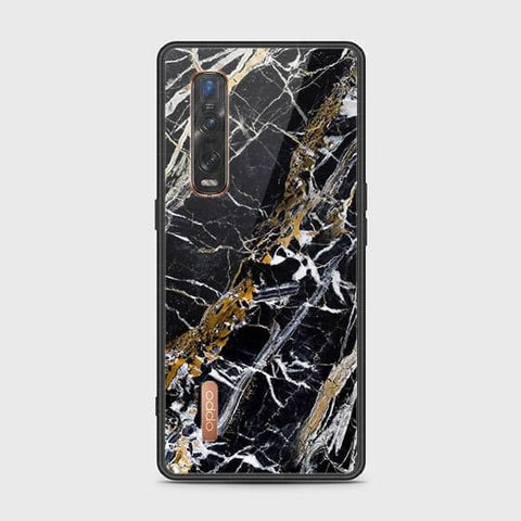 Oppo Find X2 Pro Cover - Black Marble Series - D39 - HQ Ultra Shine Premium Infinity Glass Soft Silicon Borders Case ( Fast Delivery )
