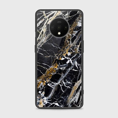 OnePlus 7T Cover - Black Marble Series - HQ Ultra Shine Premium Infinity Glass Soft Silicon Borders Case (Fast Delivery)
