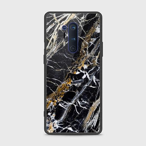 OnePlus 8 Pro Cover - Black Marble Series - HQ Ultra Shine Premium Infinity Glass Soft Silicon Borders Case ( Fast Delivery )