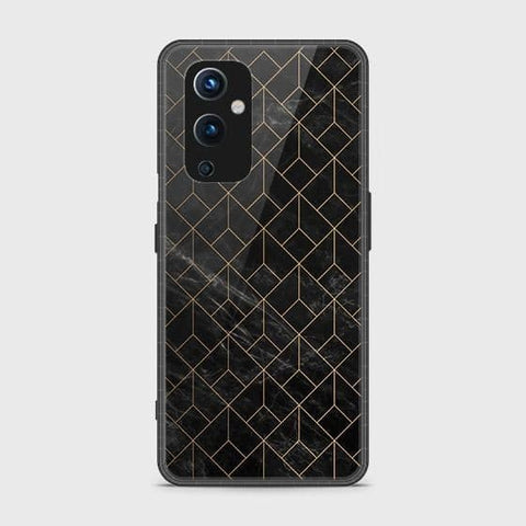 Oneplus 9 Cover - Black Marble Series - HQ Ultra Shine Premium Infinity Glass Soft Silicon Borders Case (Fast Delivery)