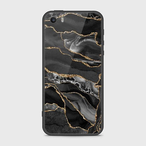 iPhone 5s Cover - Design 46 - Black Marble Series - HQ Ultra Shine Premium Infinity Glass Soft Silicon Borders Case (Fast Delivery)