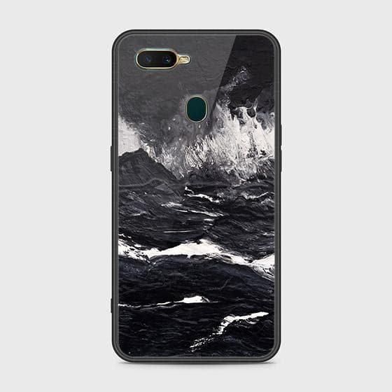 Oppo A12s Cover - Black Marble Series - HQ Ultra Shine Premium Infinity Glass Soft Silicon Borders Case (Fast Delivery)