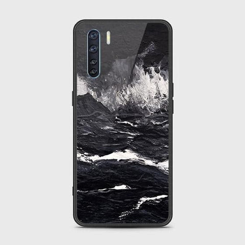 Oppo F15 Cover - Black Marble Series - HQ Ultra Shine Premium Infinity Glass Soft Silicon Borders Case (Fast Delivery)