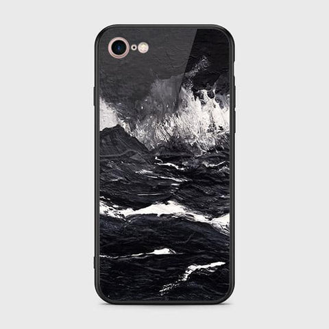 iPhone 8 / 7 Cover - Black Marble Series - D2 - HQ Ultra Shine Premium Infinity Glass Soft Silicon Borders Case ( Fast Delivery )
