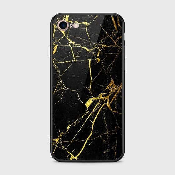 iPhone SE 2022 Cover - Black Marble Series - D20 - HQ Ultra Shine Premium Infinity Glass Soft Silicon Borders Case ( Fast Delivery )