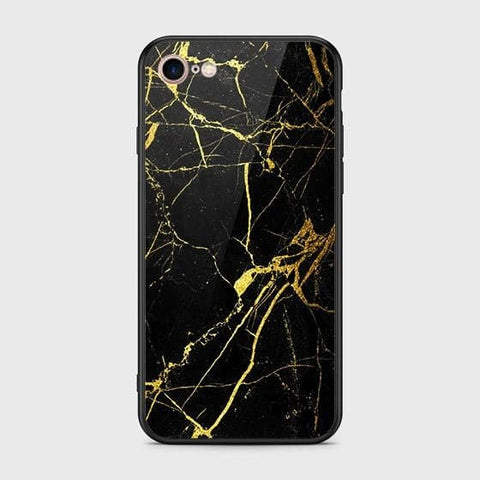 iPhone SE 2022 Cover - Black Marble Series - D20 - HQ Ultra Shine Premium Infinity Glass Soft Silicon Borders Case ( Fast Delivery )