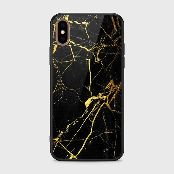 iPhone XS Max Cover - Black Marble Series - HQ Ultra Shine Premium Infinity Glass Soft Silicon Borders Case (Fast Dlivery)