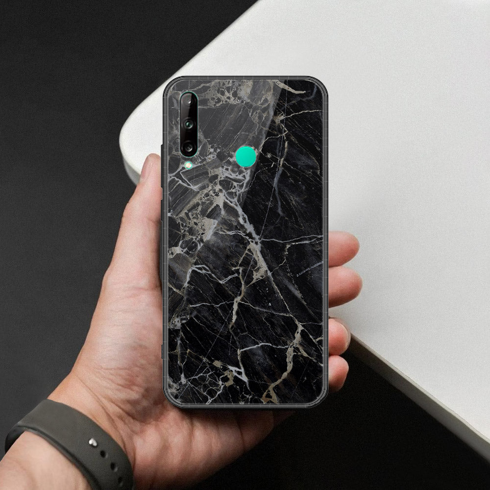 Honor 9C Cover - Black Marble Series  - HQ Ultra Shine Premium Infinity Glass Soft Silicon Borders Case