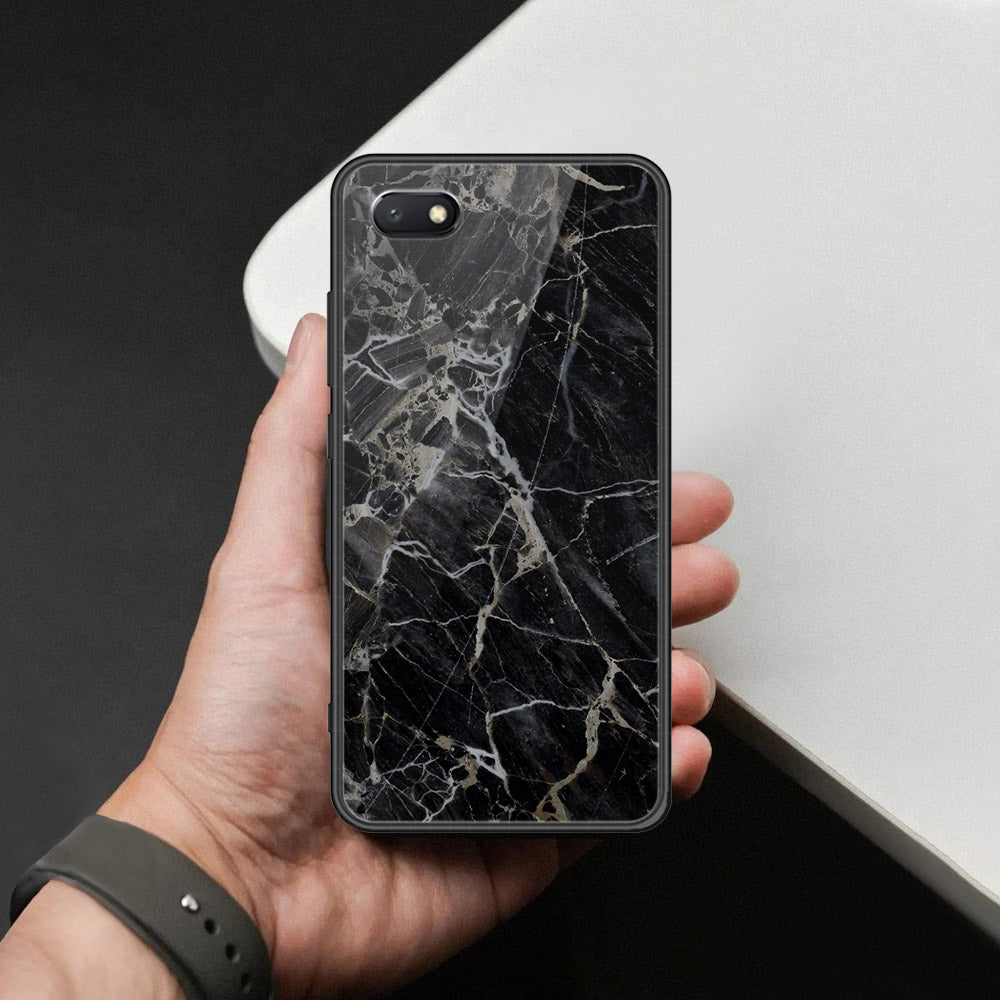 Honor Y5 2018 Cover - Black Marble Series  - HQ Ultra Shine Premium Infinity Glass Soft Silicon Borders Case
