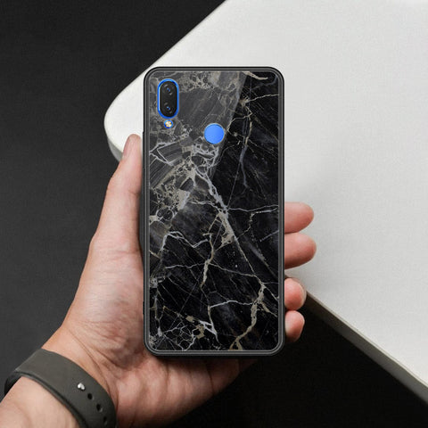 Huawei Honor Play Cover - Black Marble Series  - HQ Ultra Shine Premium Infinity Glass Soft Silicon Borders Case