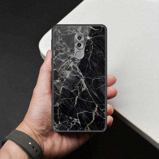 Huawei Honor 6X Cover - Black Marble Series  - HQ Ultra Shine Premium Infinity Glass Soft Silicon Borders Case