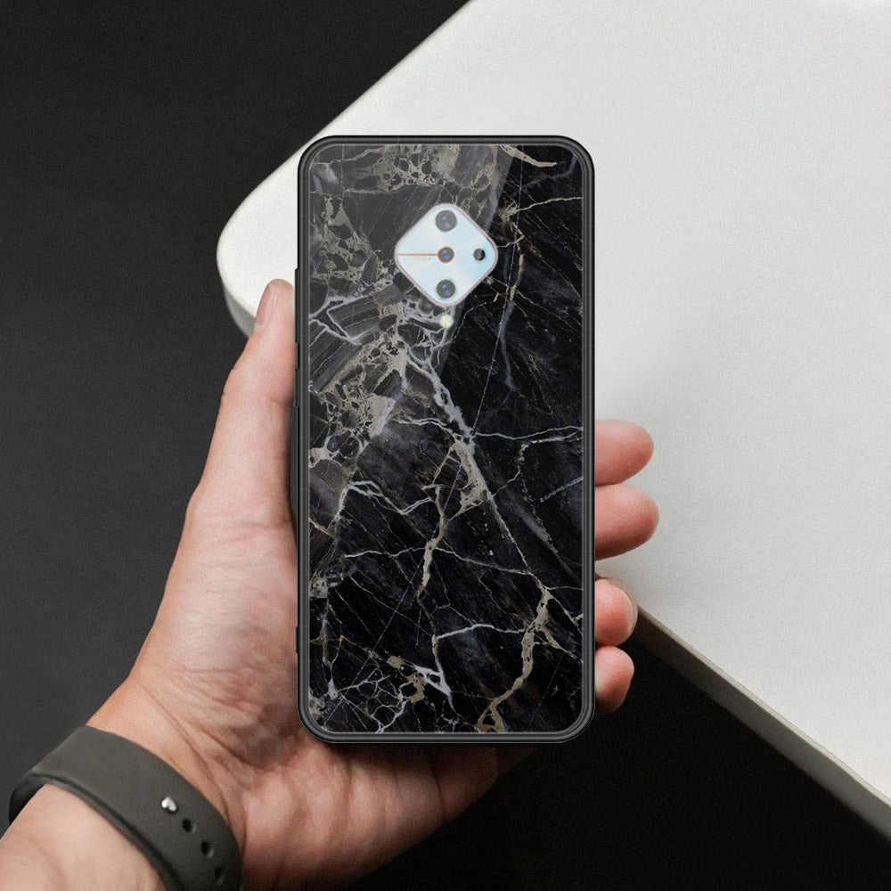 Vivo S1 Pro Cover - Black Marble Series  - HQ Ultra Shine Premium Infinity Glass Soft Silicon Borders Case