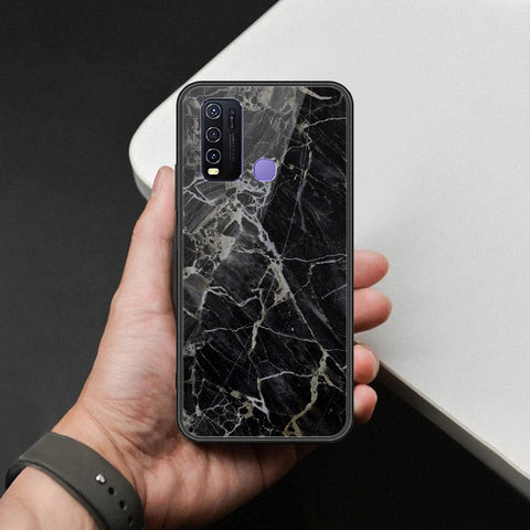 Vivo Y50 Cover - Black Marble Series  - HQ Ultra Shine Premium Infinity Glass Soft Silicon Borders Case