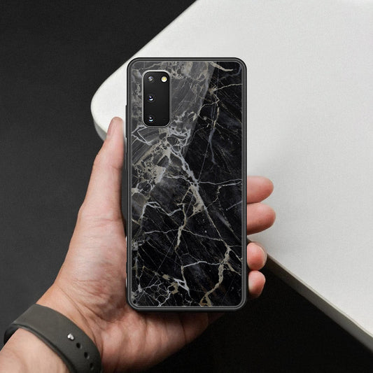 Samsung Galaxy S20 Plus Cover - Black Marble Series  - HQ Ultra Shine Premium Infinity Glass Soft Silicon Borders Case